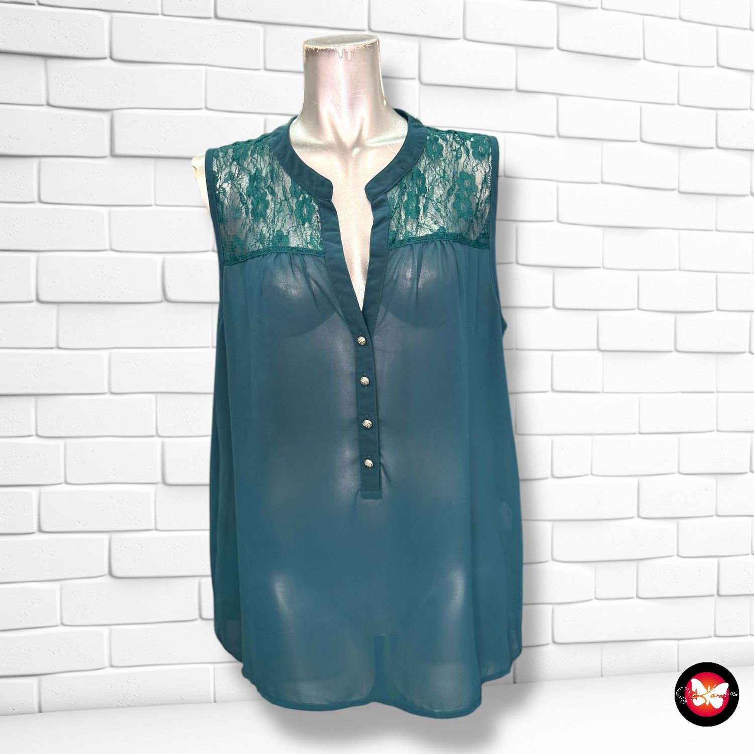 Blusa traslúcida con encaje ONLY Talla 42