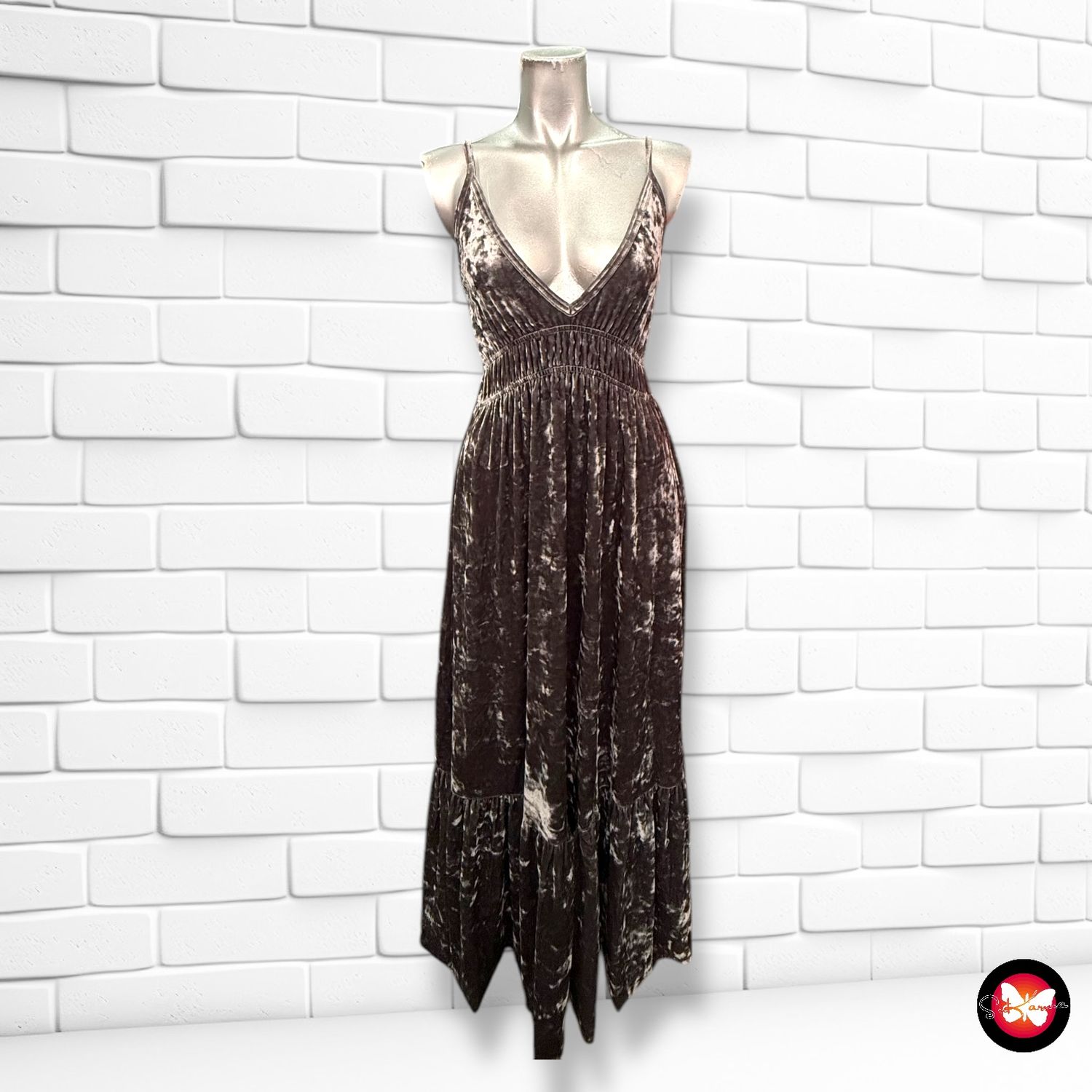 Vestido largo de noche de terciopelo ZARA Talla S