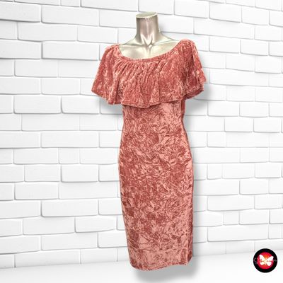 Vestido midi de terciopelo escote barco Talla S/M