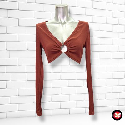 Blusa cropped canalé SHEIN Talla M