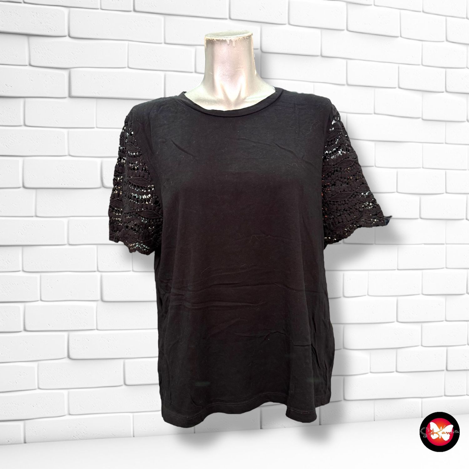 Camiseta de manga corta de encaje C&amp;A Talla L