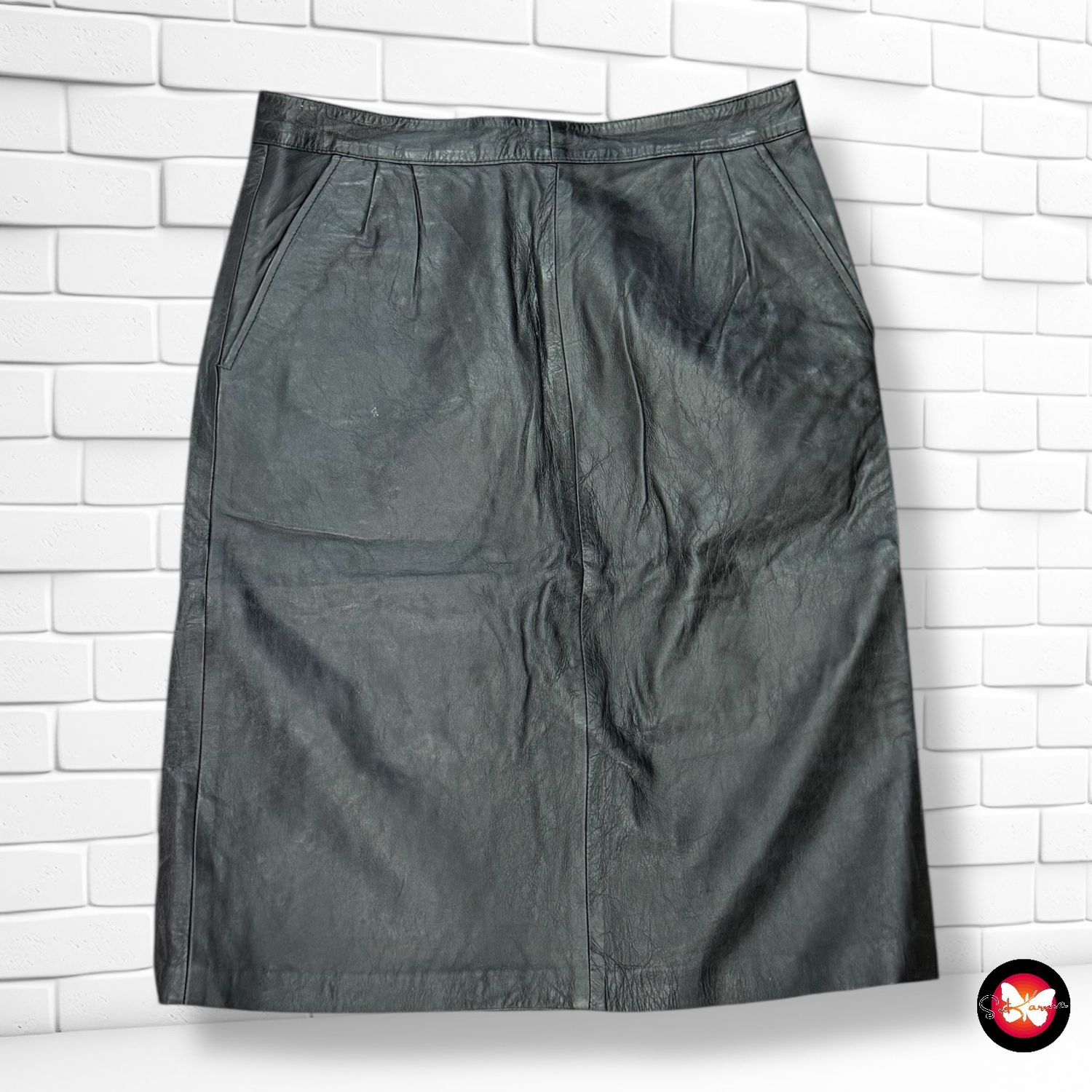Falda midi de piel Talla L