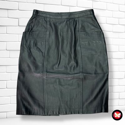 Falda midi de piel con bolsillos Talla M