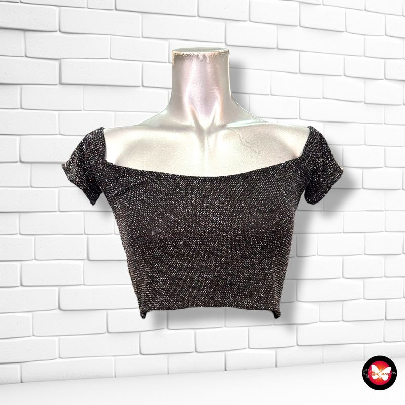 Blusa cropped de noche con brillo Talla S