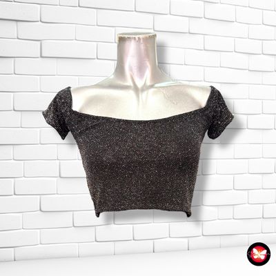 **HOY** Blusa cropped de noche con brillo Talla S