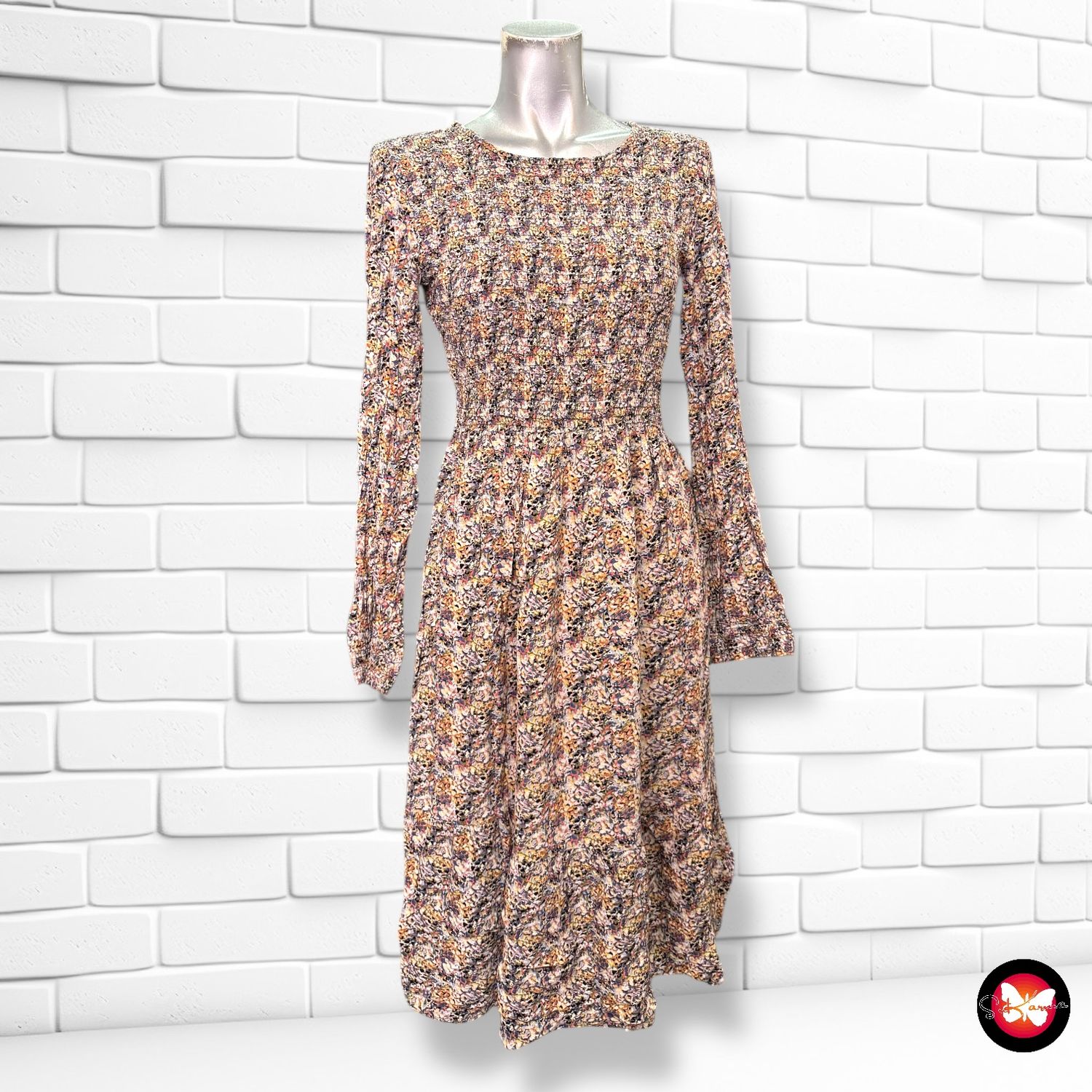 Vestido midi de florecitas PIECES Talla S
