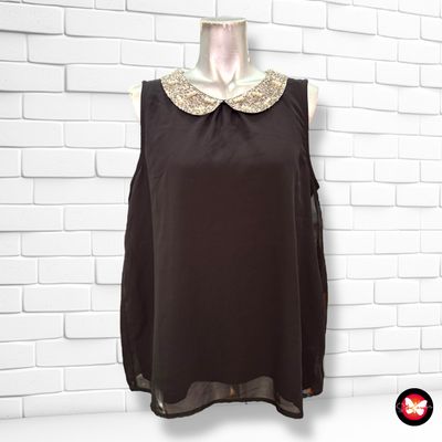 Blusa con pedrería y cuello babero CLOCKHOUSE Talla M