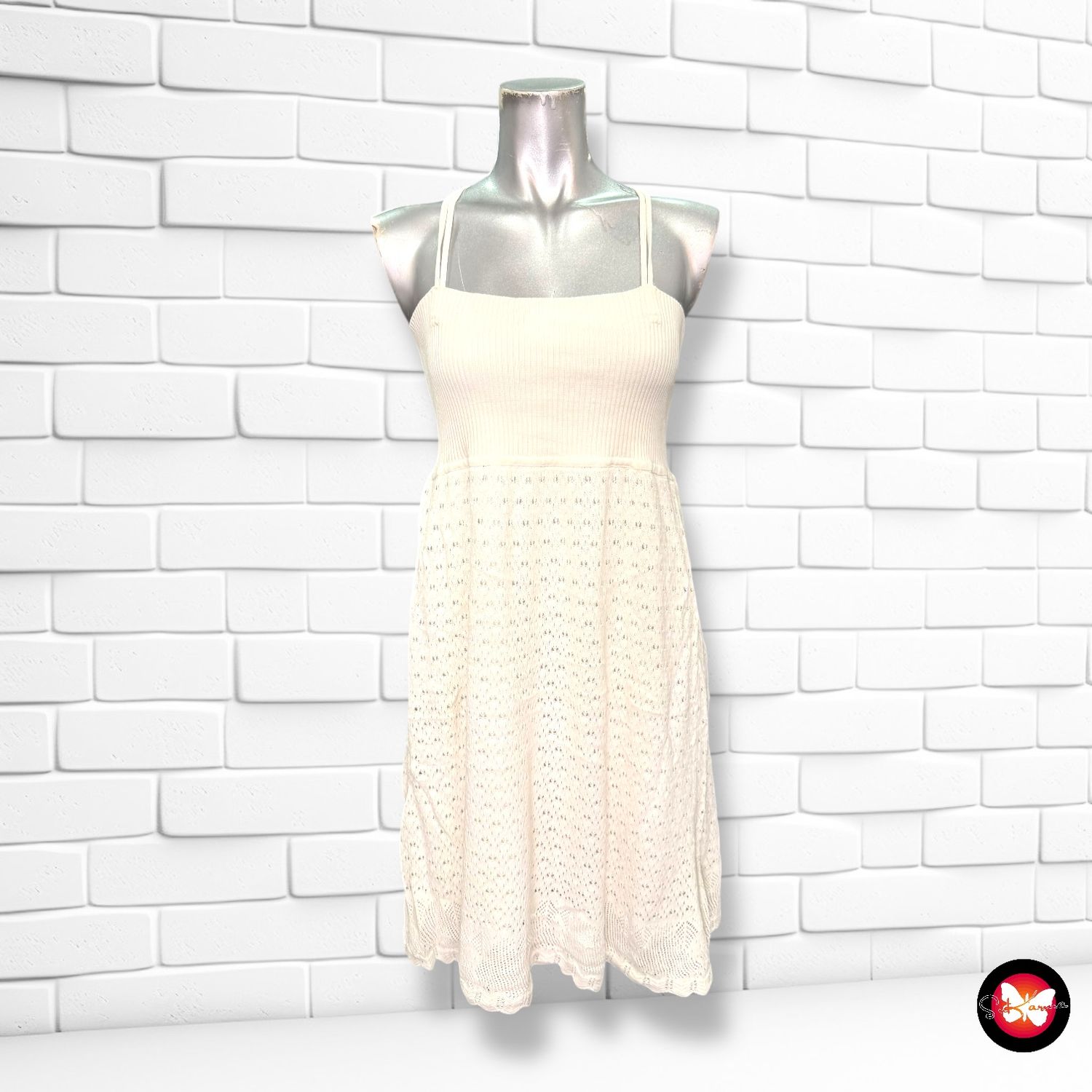 Vestido de punto caladito BLANCO Talla M