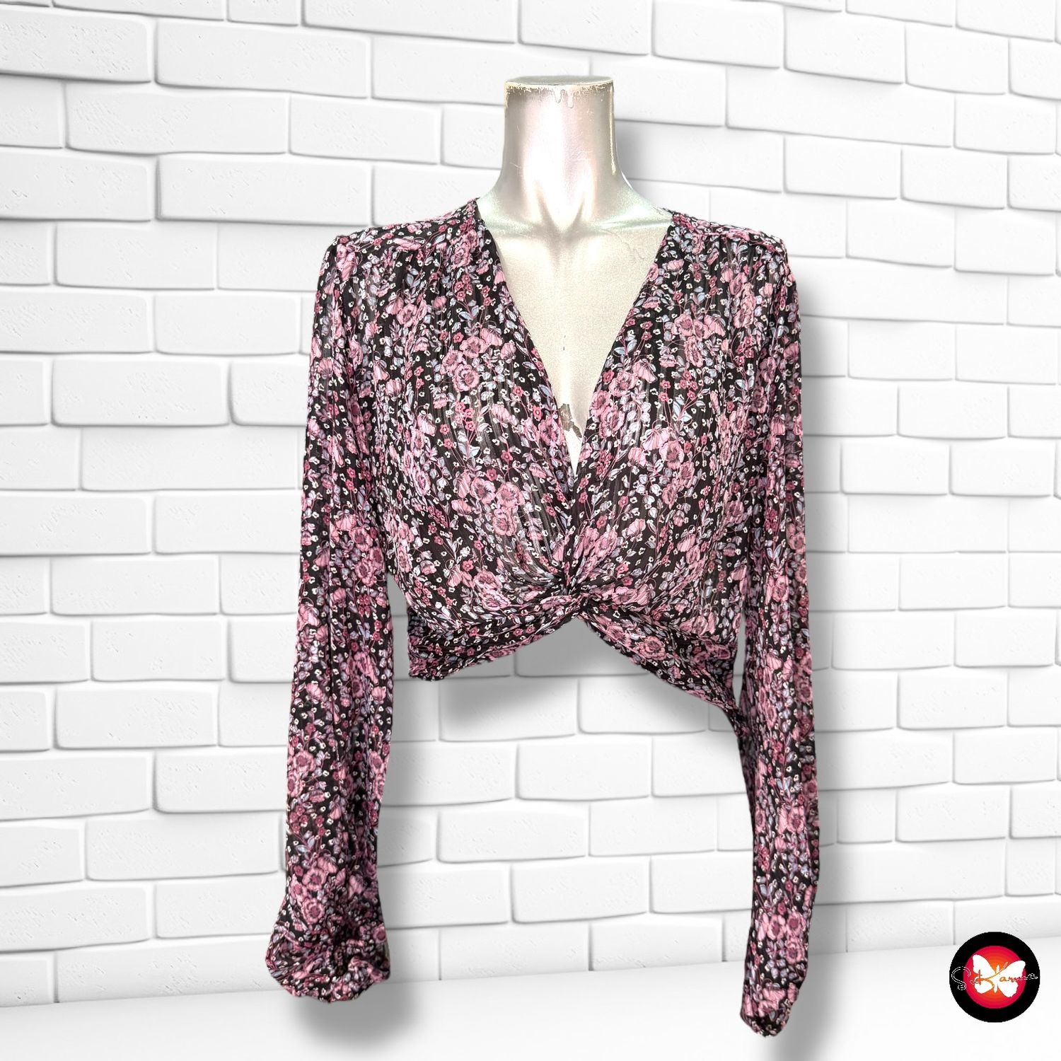Blusa cropped de florecitas ZARA Talla S