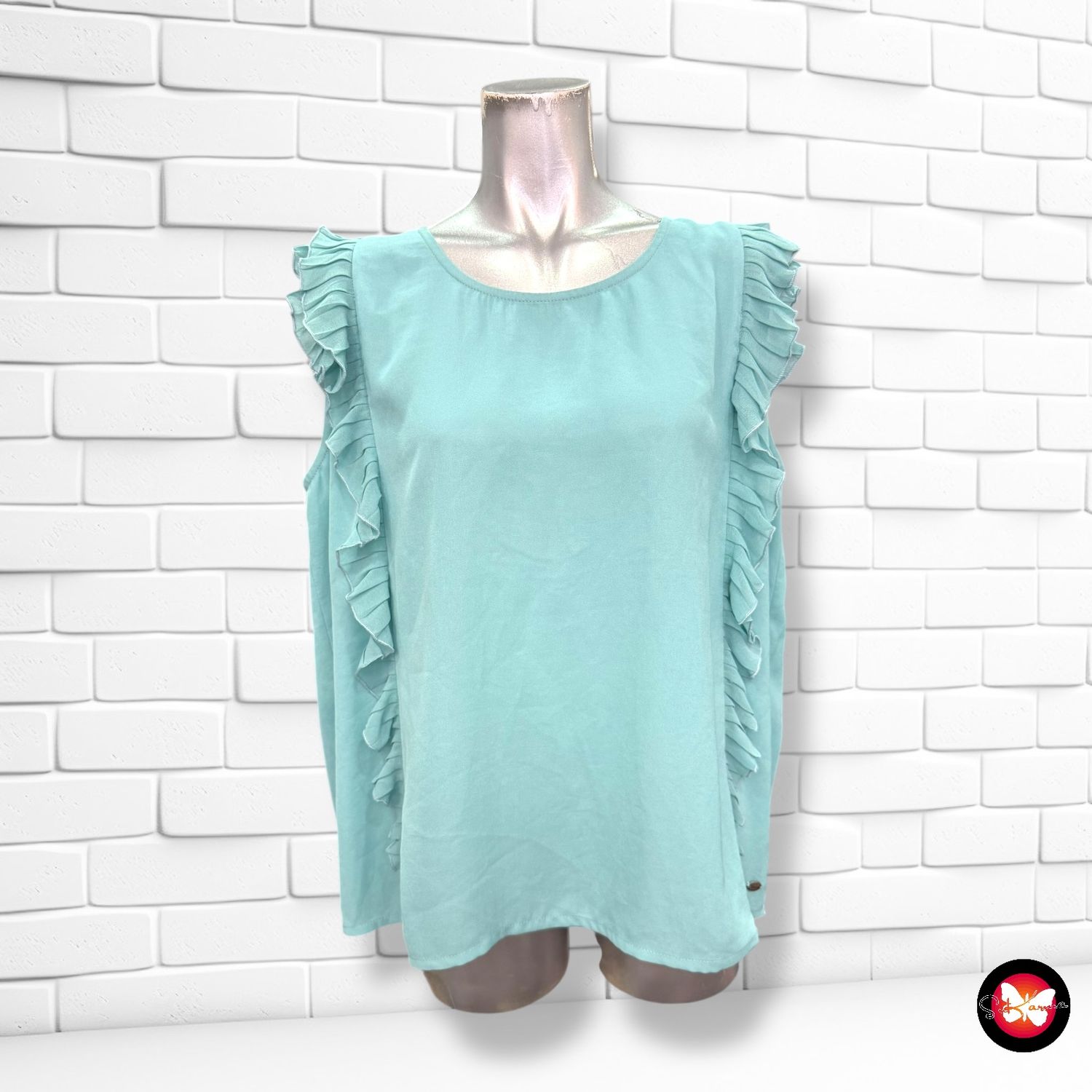 Blusa sin mangas con volantes Talla 2XL (pequeña)
