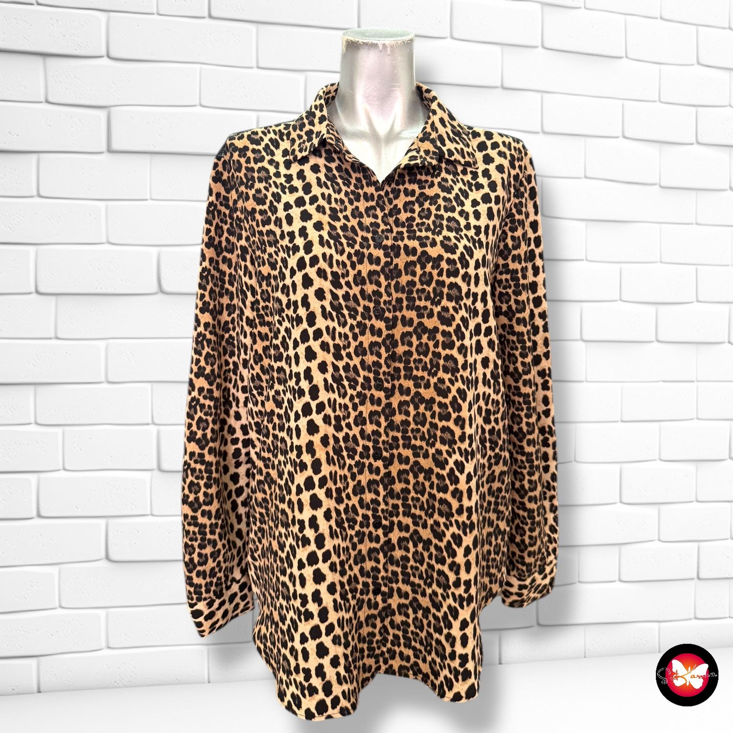 Camisa animal print con encaje ZARA Talla M