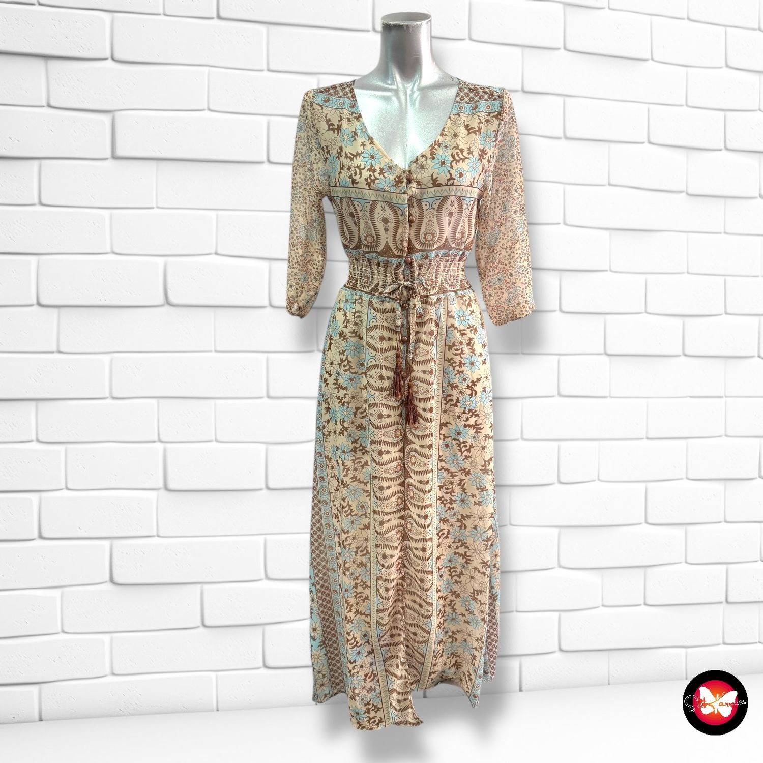 Vestido traslúcido con estampado Talla S