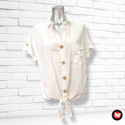 Camisa básica blanca con lazo COLLOSEUM Talla M