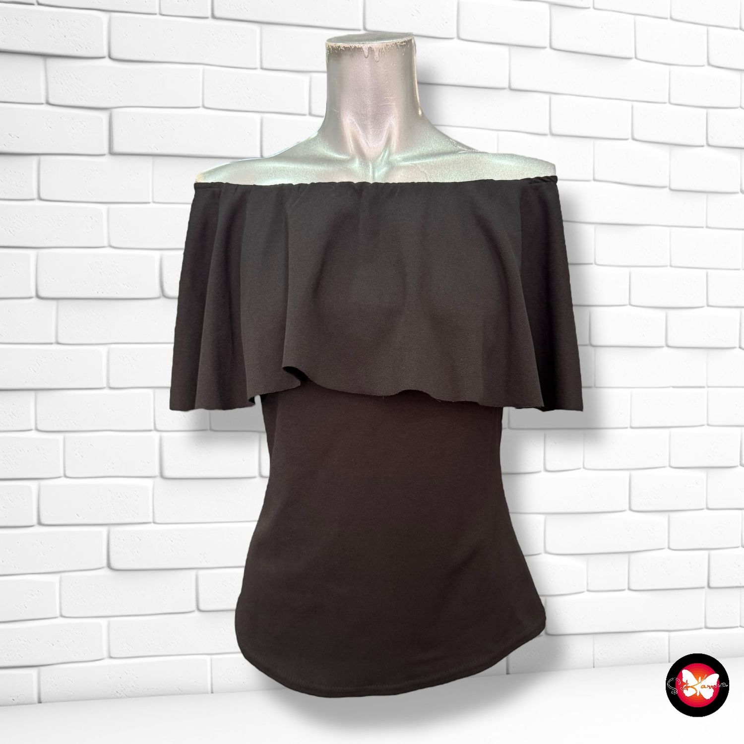 Blusa escote barco de volante Talla S