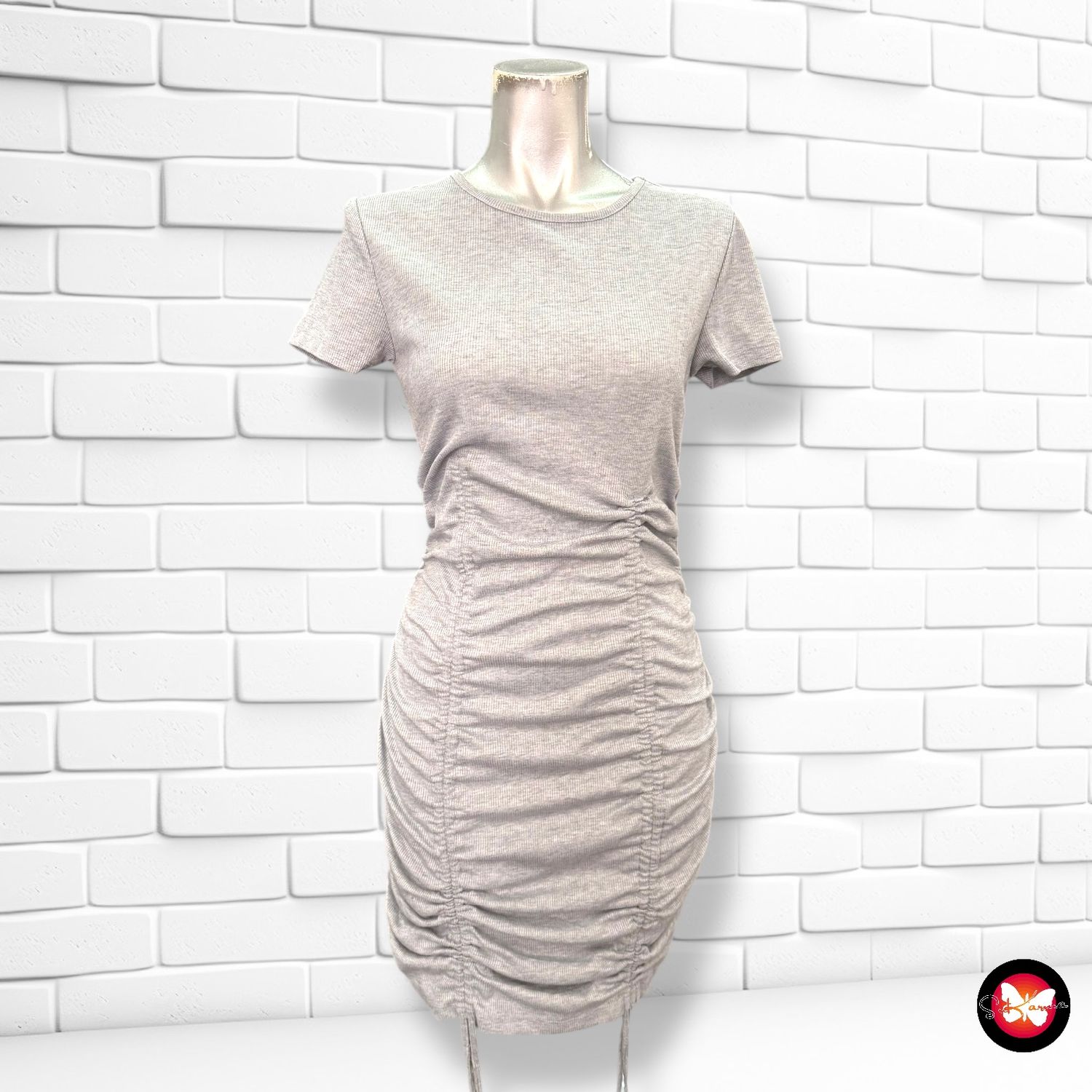 Vestido canalé con drapeado DIVIDED Talla S
