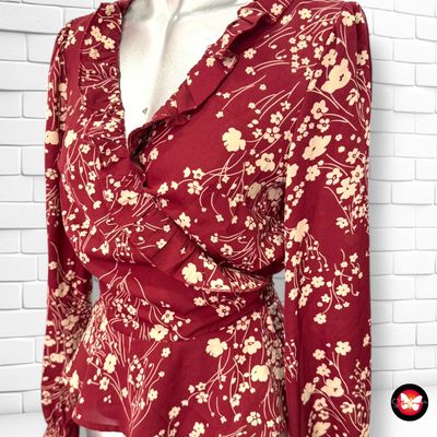**HOY** Blusa cruzada con estampado SHEIN Talla S