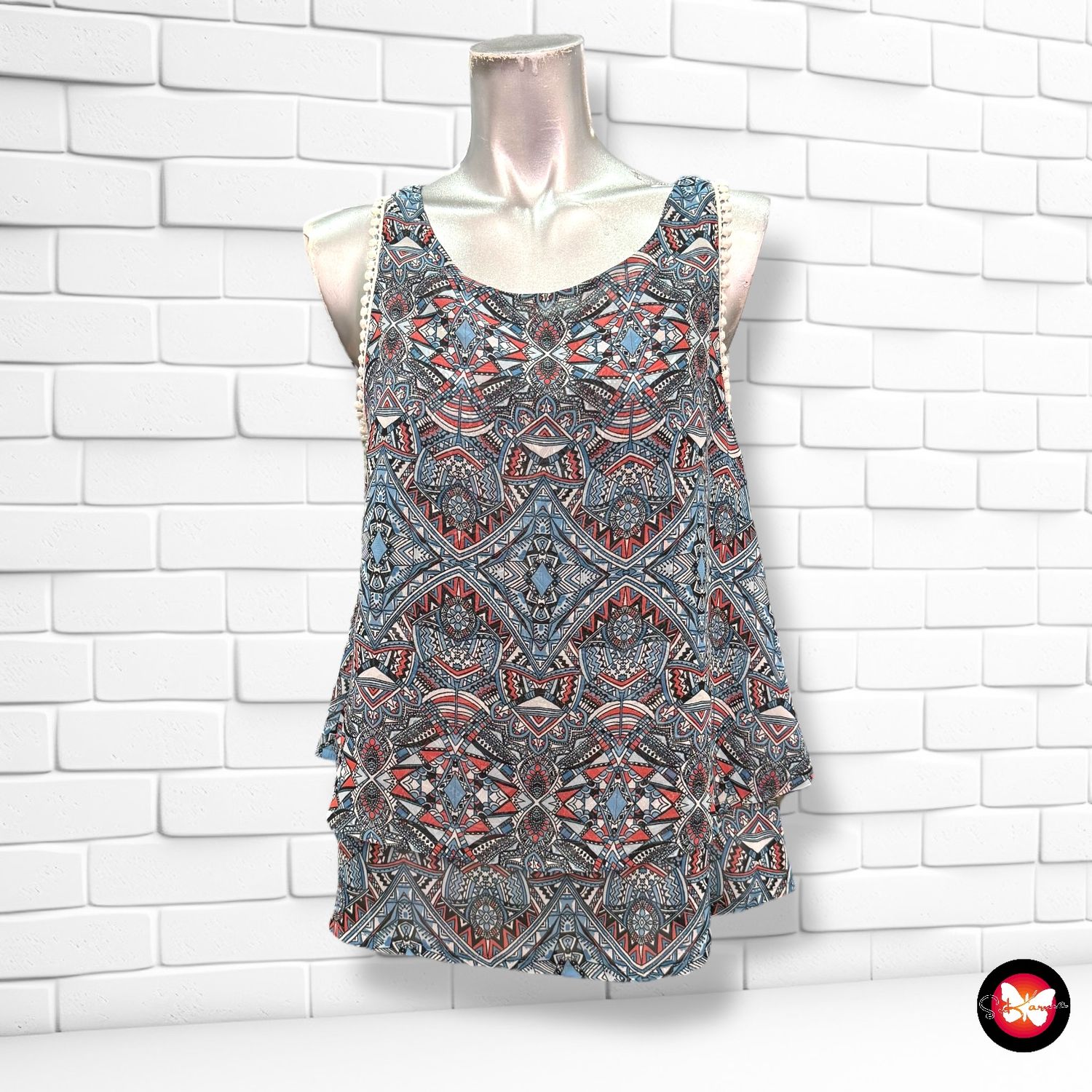 Blusa de tirantes con estampado Talla S