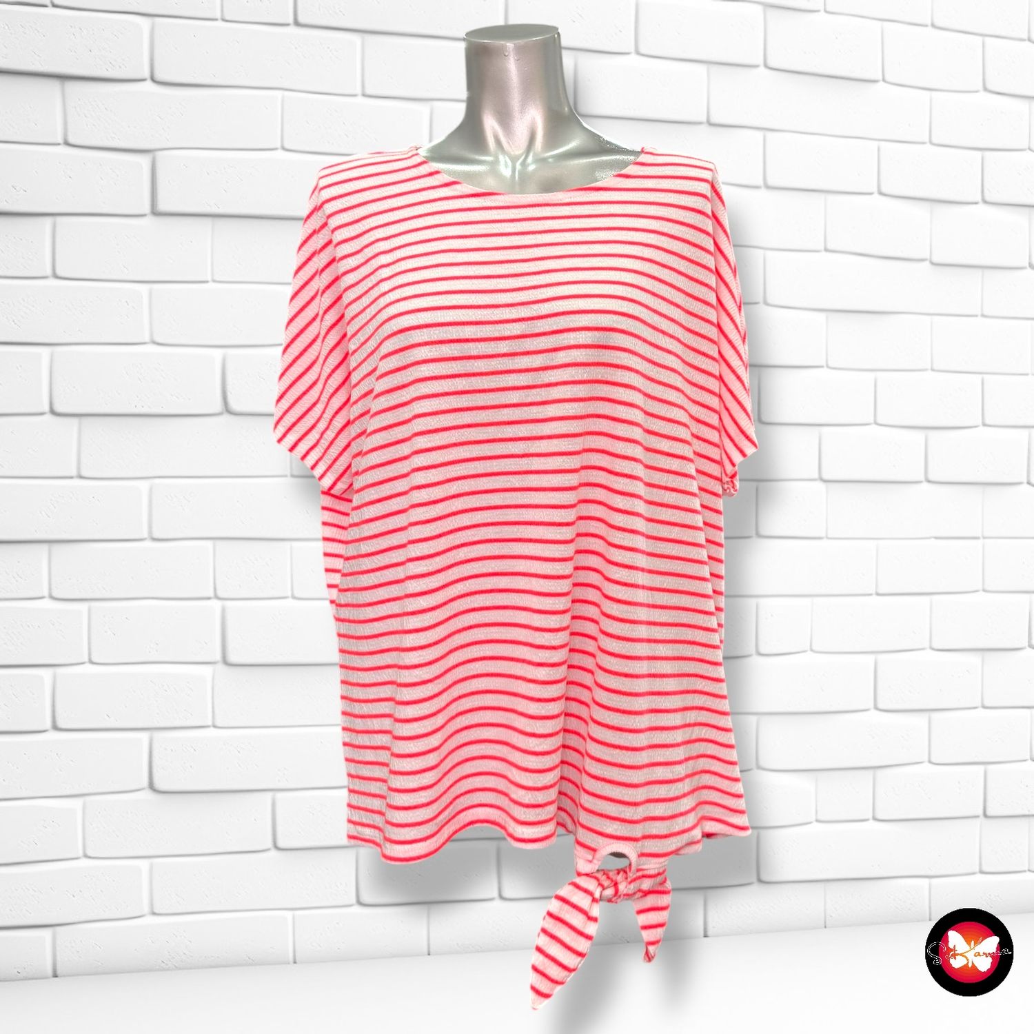 **HOY** Blusa de manga corta con lazo PAPAYA Talla 46 (18UK)