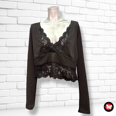 **HOY** Blusa cropped de noche con encaje SHEIN CURVE Talla 3XL