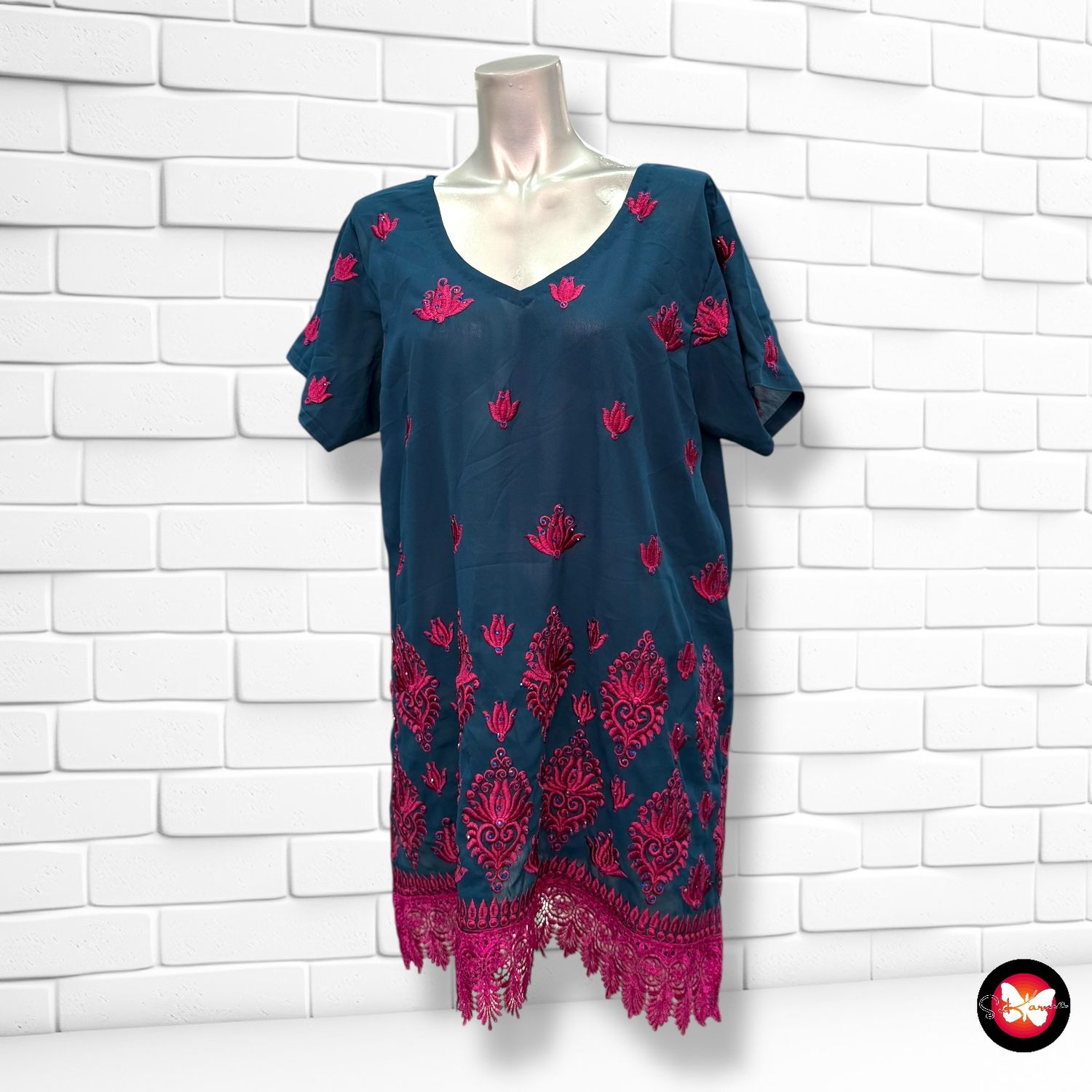 **HOY** Blusa de noche con bordados Talla XL