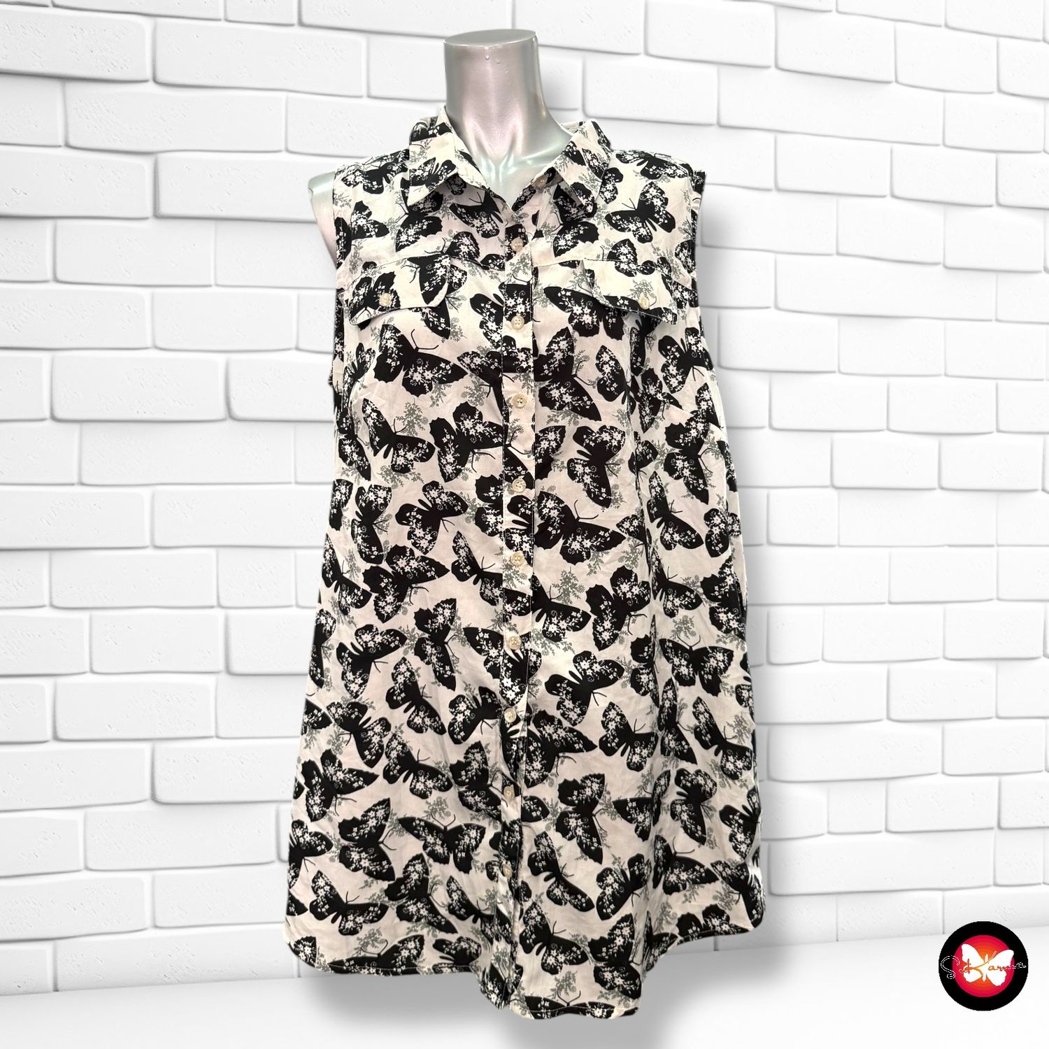 Camisa sin mangas estampado mariposas YOURS Talla 46 (18UK)