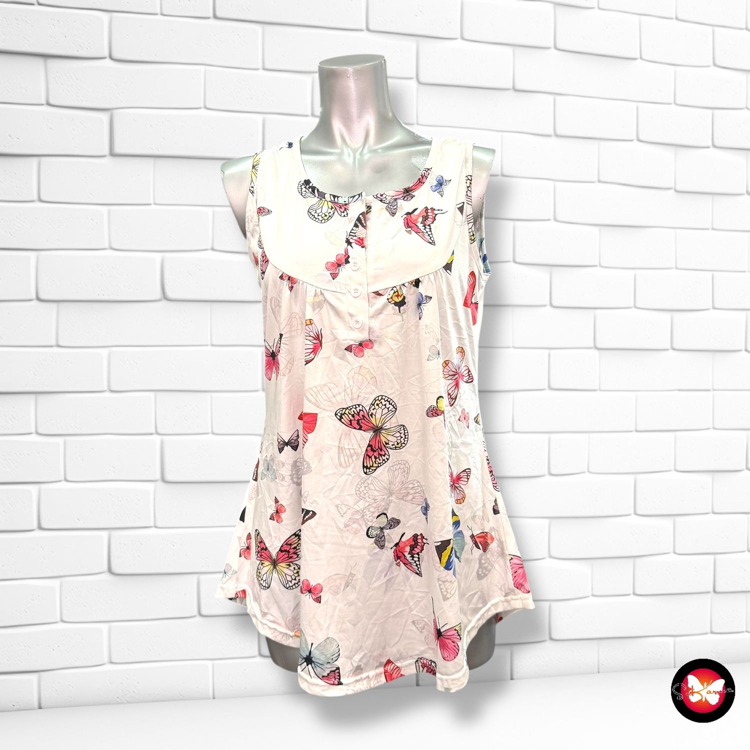 **HOY** Camiseta sin mangas &quot;MARIPOSAS&quot; Talla L