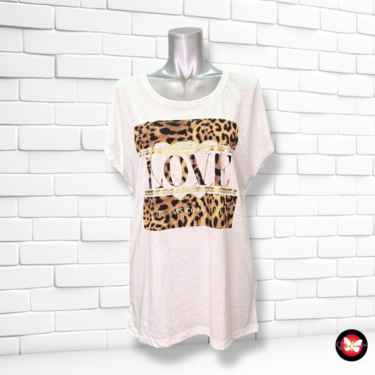 **HOY** Camiseta de manga corta &quot;LOVE&quot; animal print HAILYS Talla L
