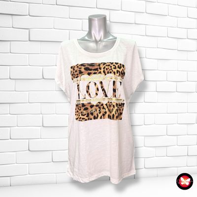 **HOY** Camiseta de manga corta &quot;LOVE&quot; animal print HAILYS Talla L