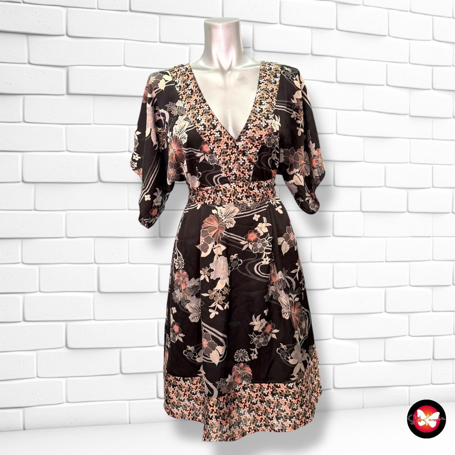 **HOY** Vestido satinado estampado oriental H&amp;M Talla 34 (grande)