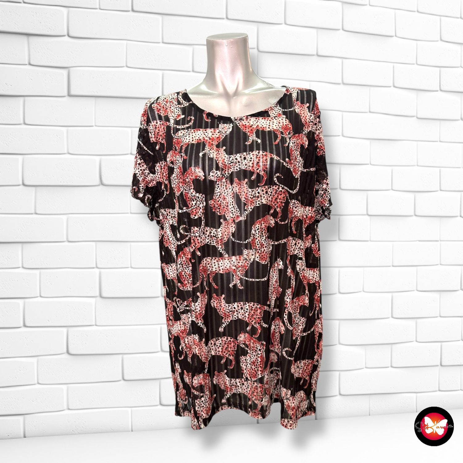Blusa traslúcida con estampado tigres NORAH Talla 46