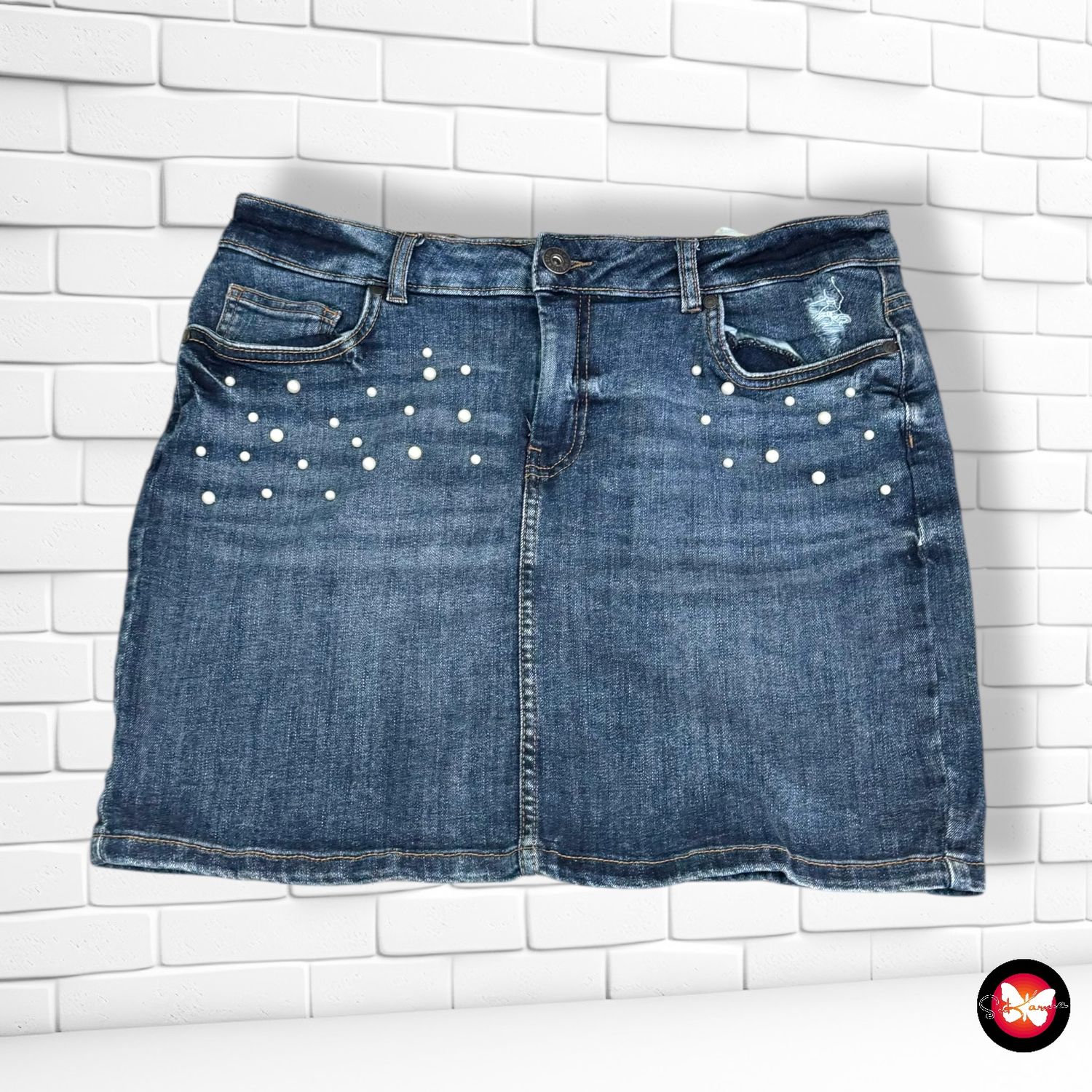 **HOY** Falda vaquera con perlitas FLAME Talla 40 (grande)