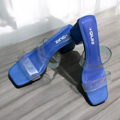 Sandalias de tacón con tiras transparentes T37