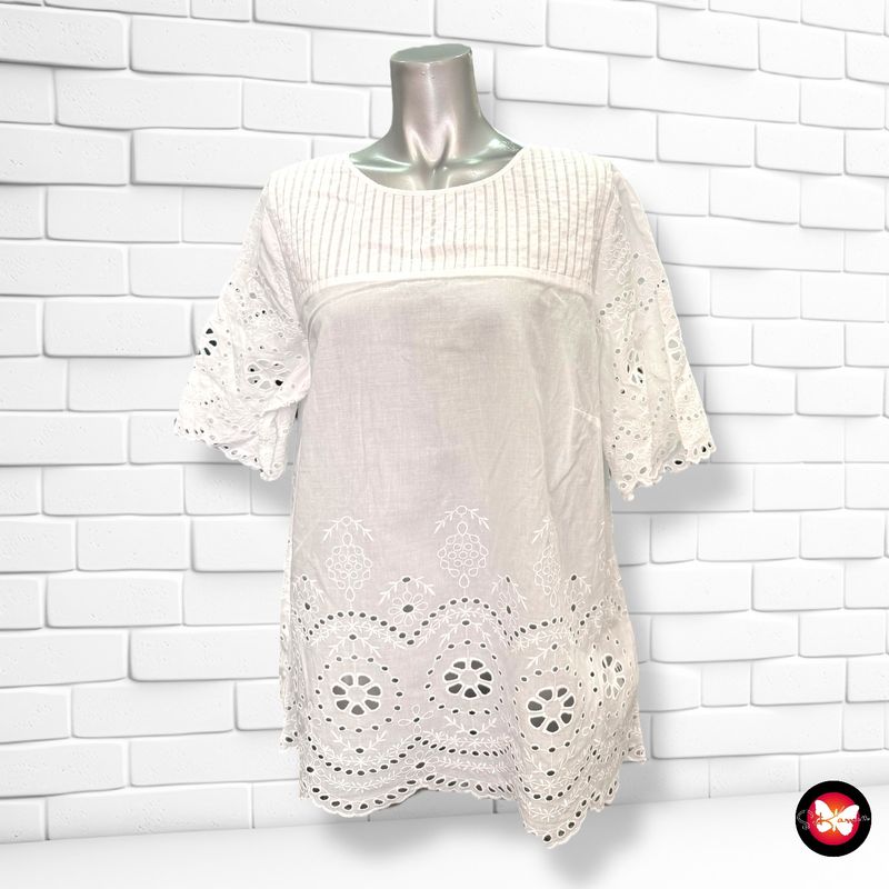 Blusa de manga corta con broderie PETER HAHN Talla 44