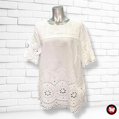 **HOY** Blusa de manga corta con broderie PETER HAHN Talla 44