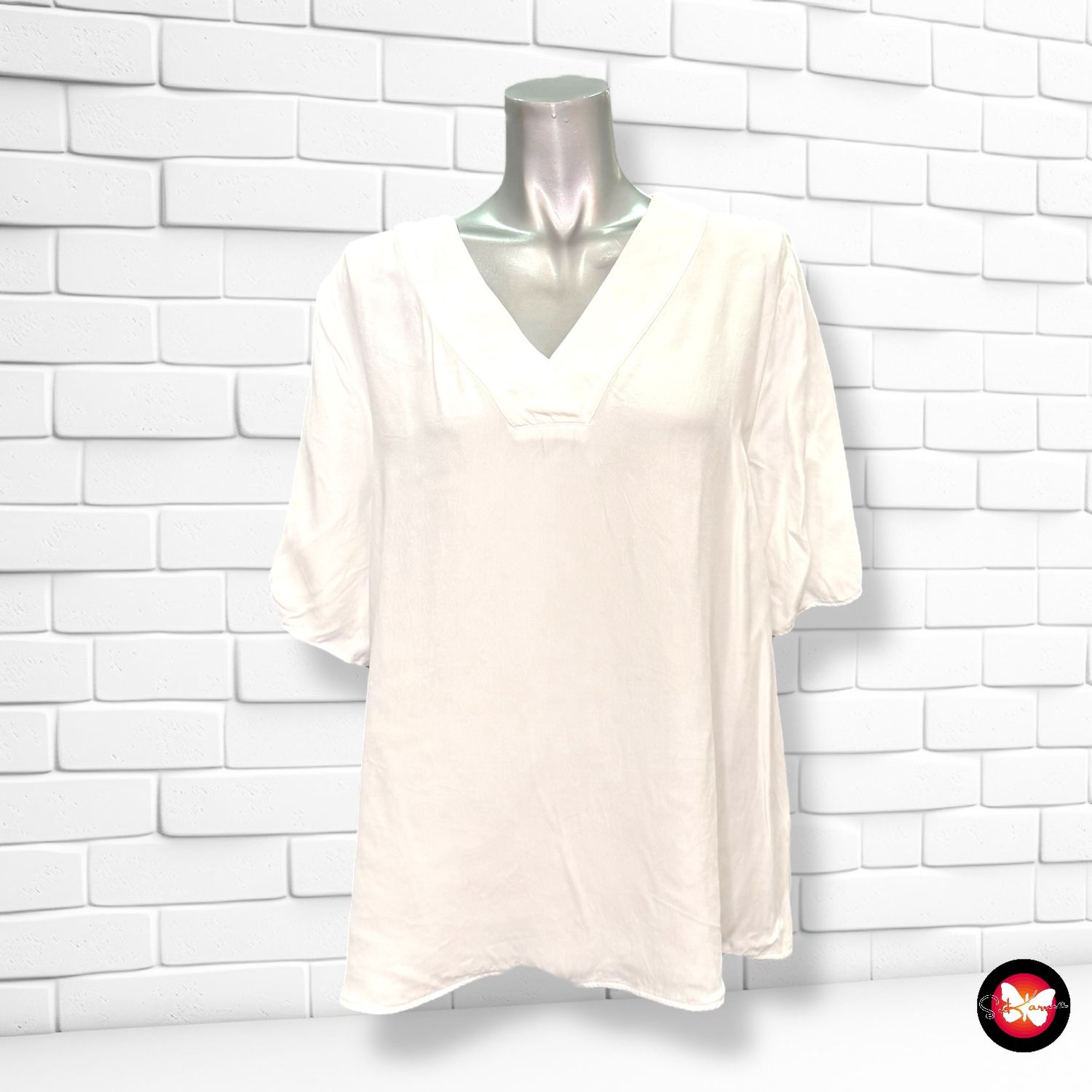 **HOY** Blusa blanca de manga corta básica GERRY WEBER Talla L/XL