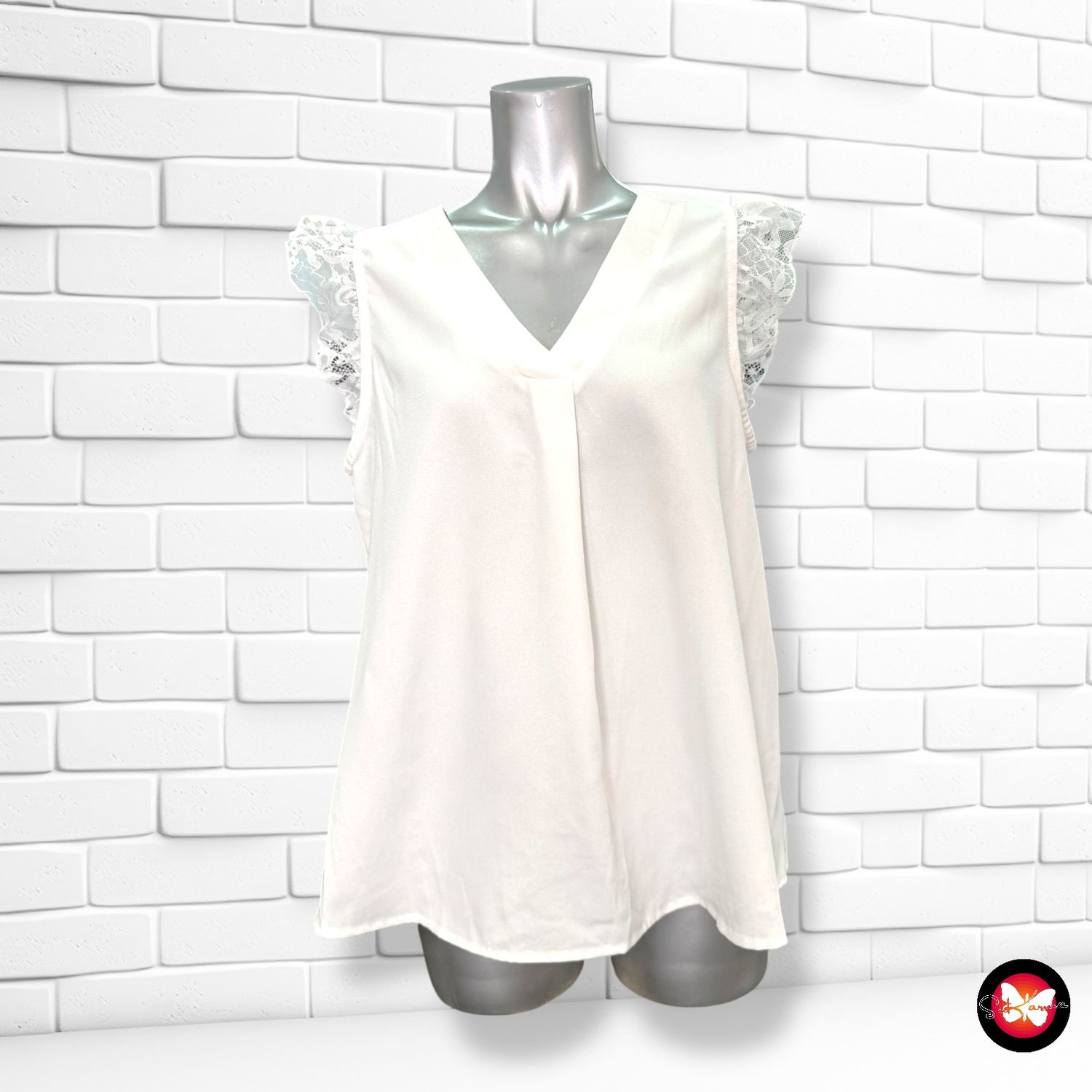 **HOY** Blusa sin mangas con espalda abierta y encaje SHEIN Talla L
