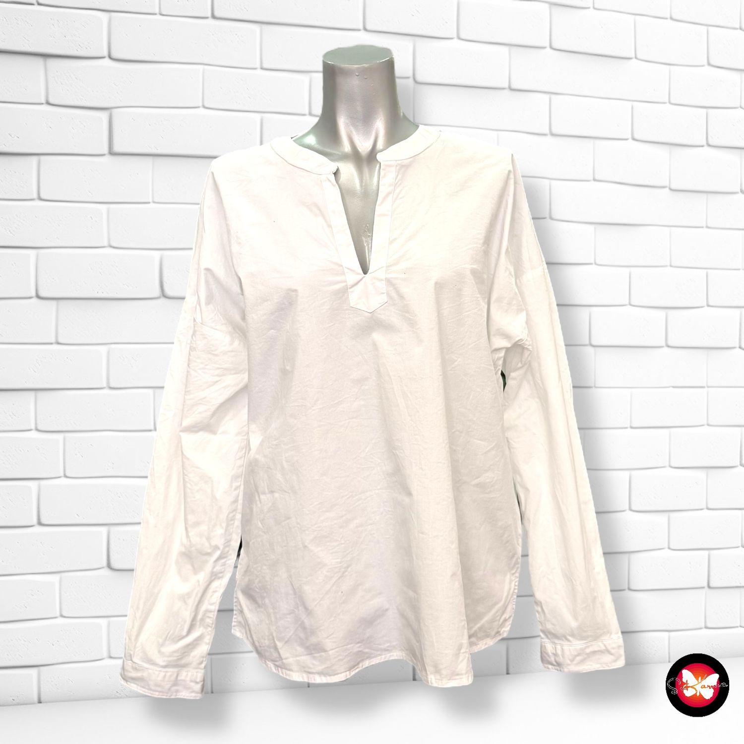 **HOY** Blusa blanca de manga larga básica ESPRIT ORGANIC Talla 38/40 (grande)