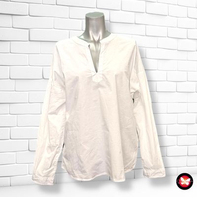 **HOY** Blusa blanca de manga larga básica ESPRIT ORGANIC Talla 38/40 (grande)
