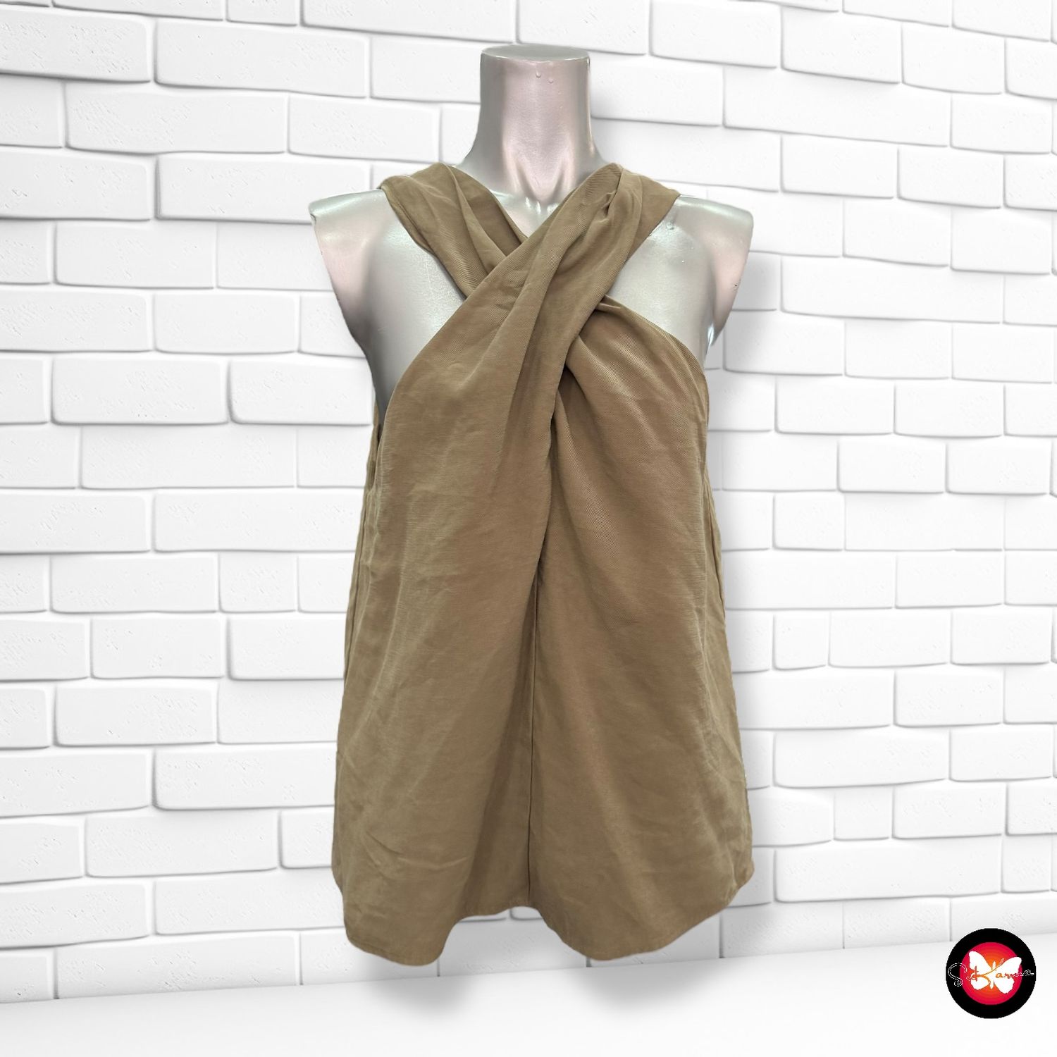 Blusa sin mangas con escote cruzado MANGO Talla L