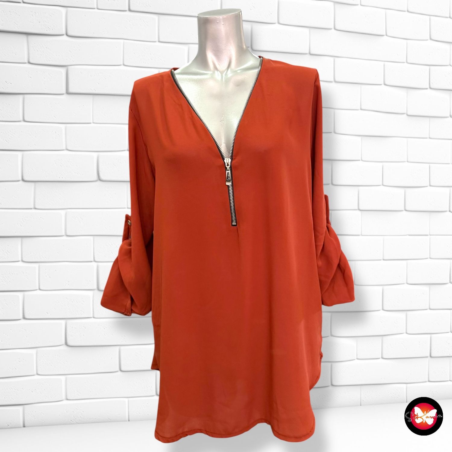 **HOY** Blusa de manga media manga con cremallera STYLEBOOM Talla M (grande)