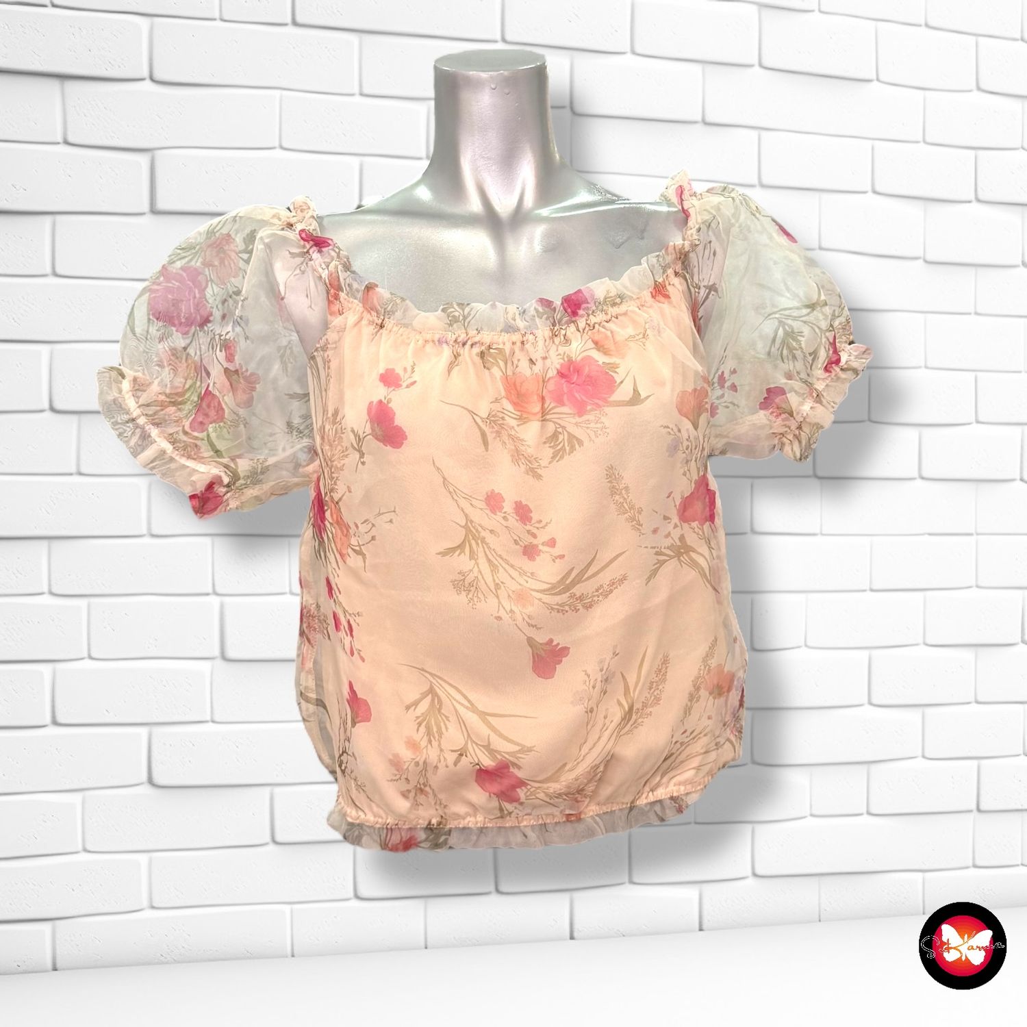 **HOY** Blusa escote barco con tul NEW LOOK Talla 38 (grande)