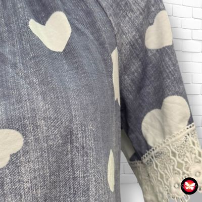 **HOY** Blusa escote barco con corazones Talla Única