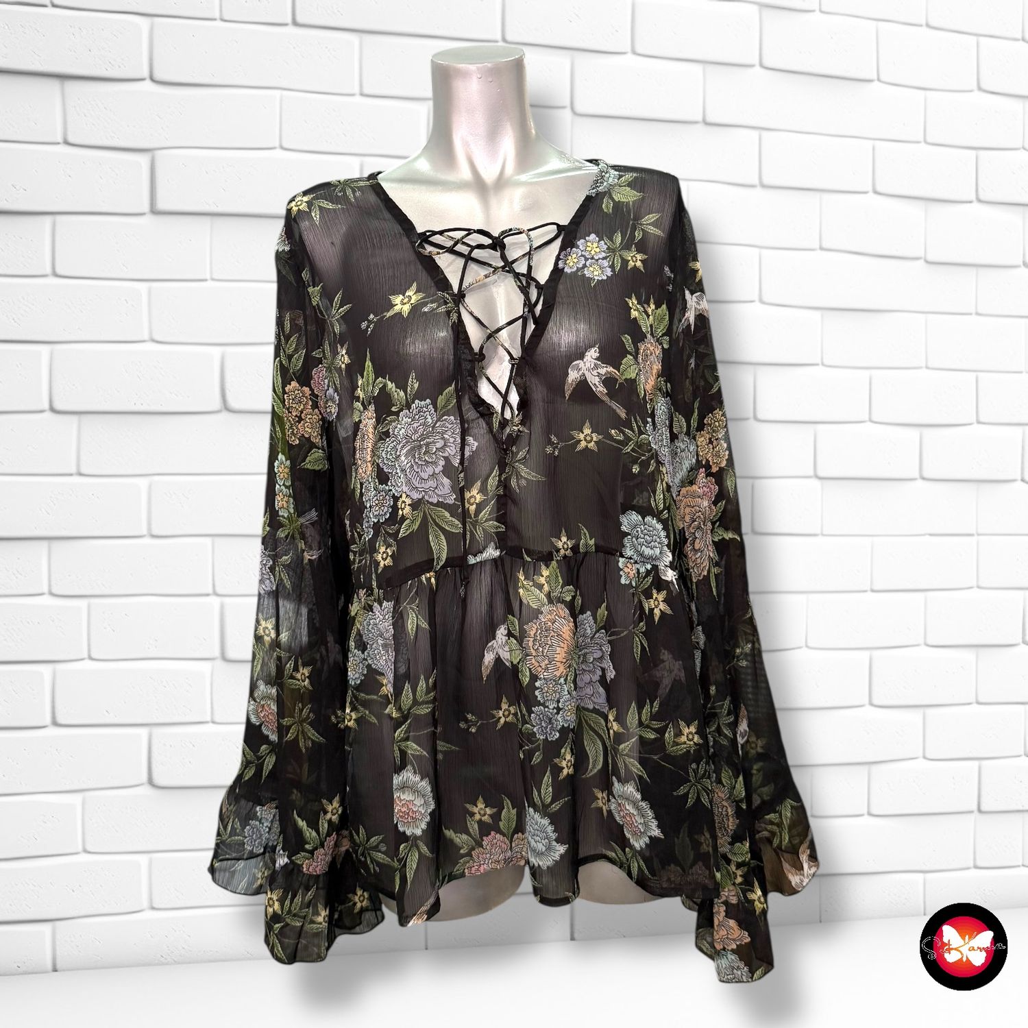 **HOY** Blusa traslúcida con estampado ATMOSPHERE Talla 46