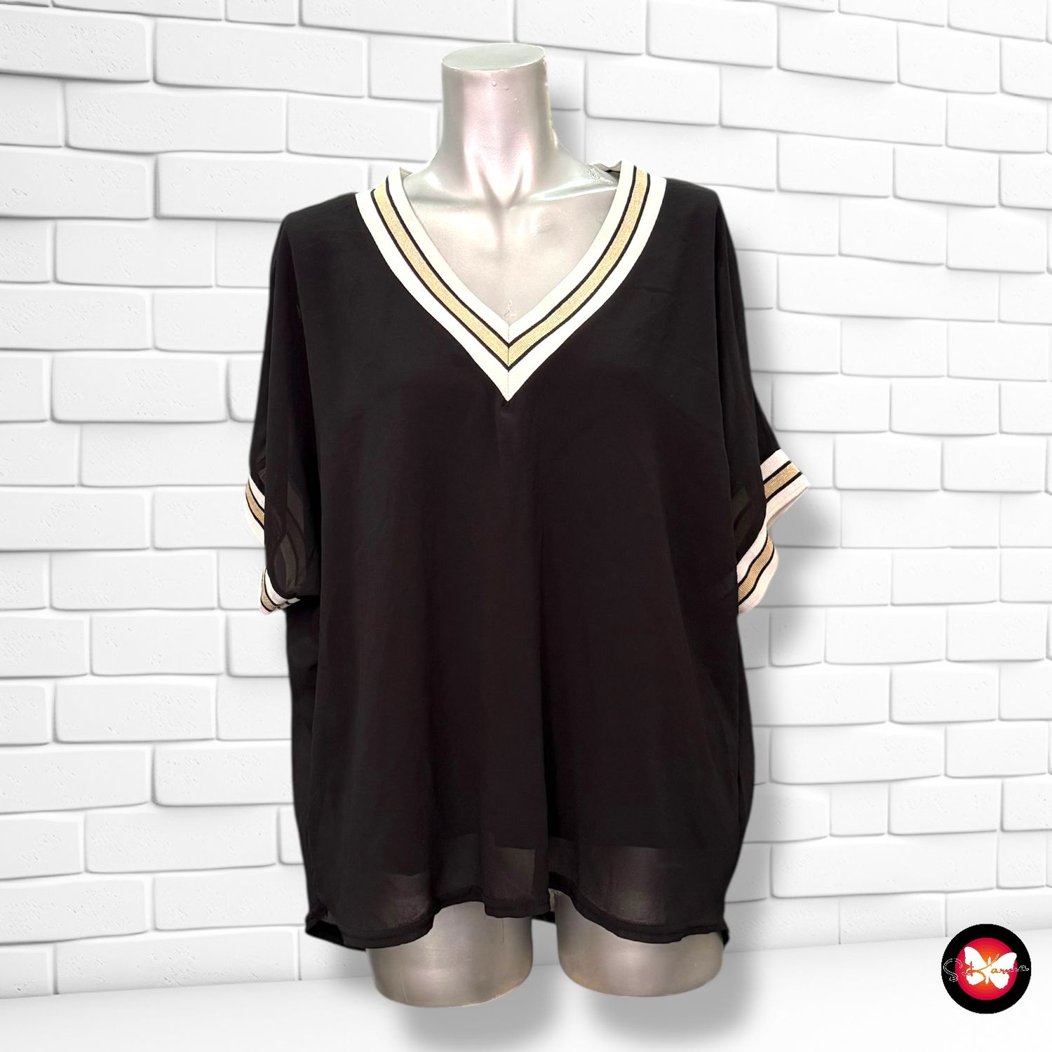 **HOY** Blusa de manga corta con cuello V Talla XL