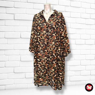 **HOY** Camisa traslúcida estampado camuflaje  MS MODE Talla 54