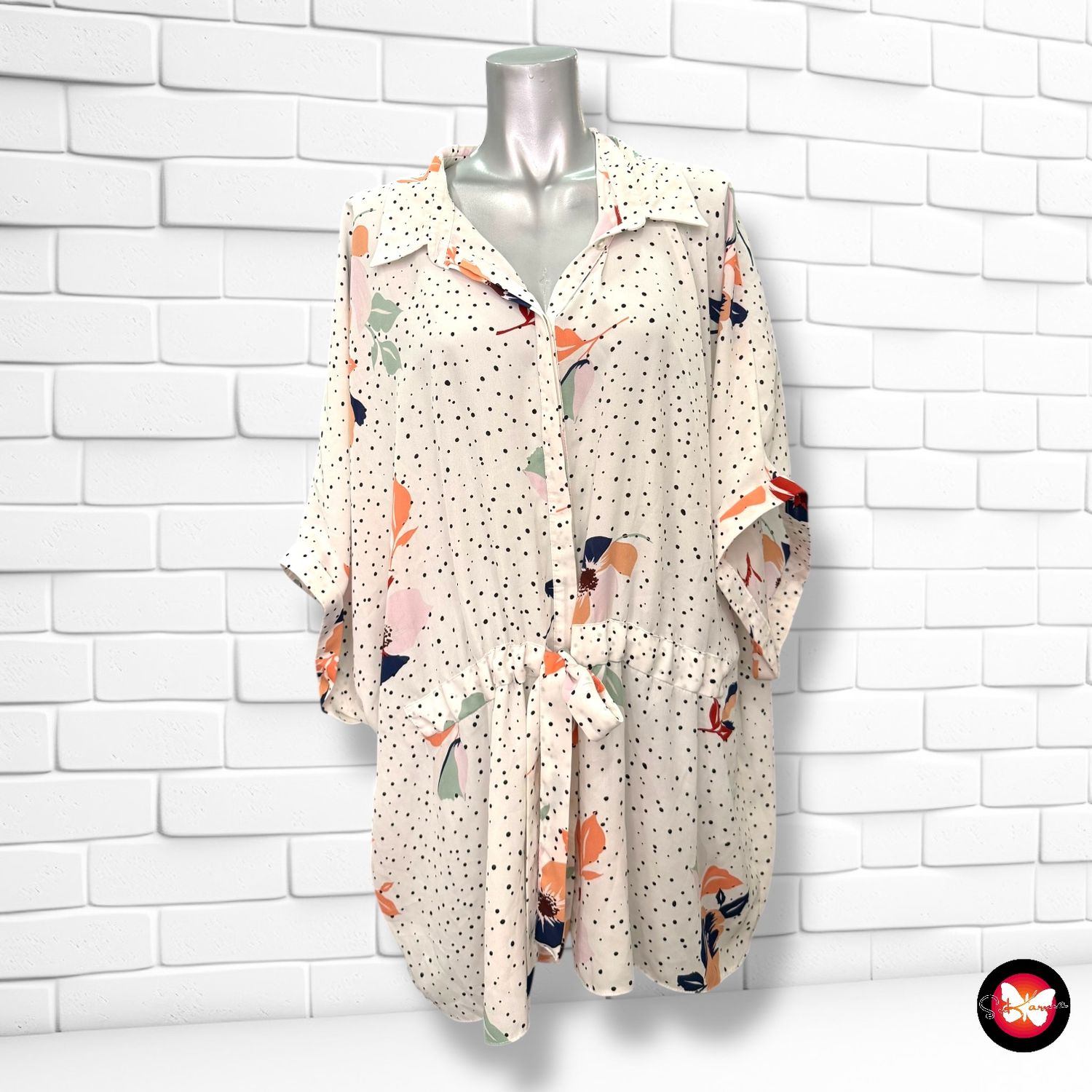 **HOY** Camisa de lunares y flores GEORGE Talla 50 (20USA)