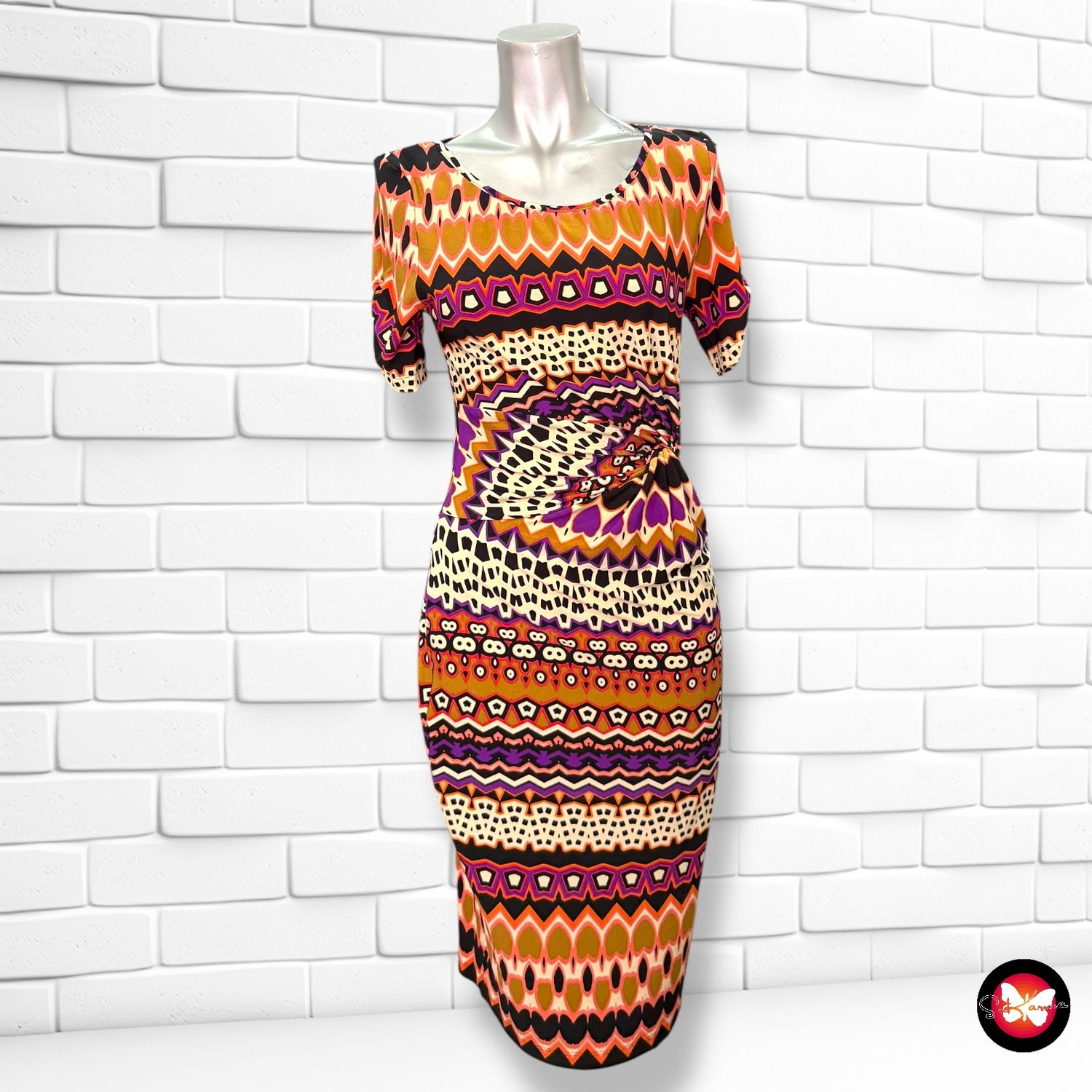 **HOY** Vestido de manga corta con drapeado M&amp;S Talla 34 (6UK)