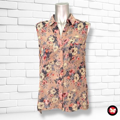 **HOY** Camisa sin mangas de flores traslúcida NEW LOOK Talla 36 (8UK)