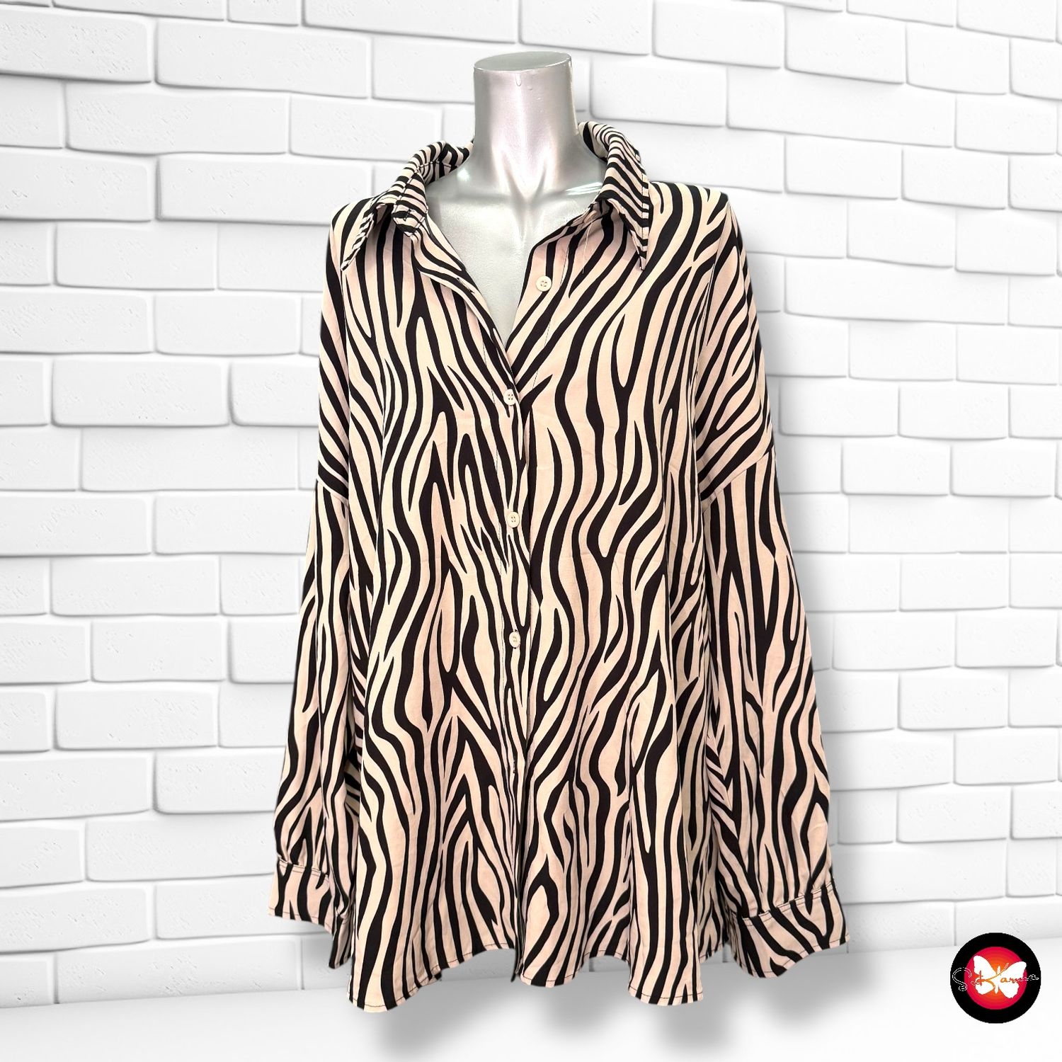 **HOY** Camisa de manga larga estampado cebra SHEIN Talla XXL