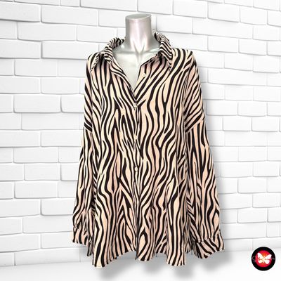 **HOY** Camisa de manga larga estampado cebra SHEIN Talla XXL